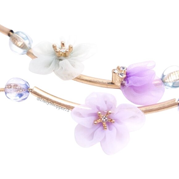 Lonna & Lilly Floral Necklace with Purple and White Accents - Picture 4 of 6